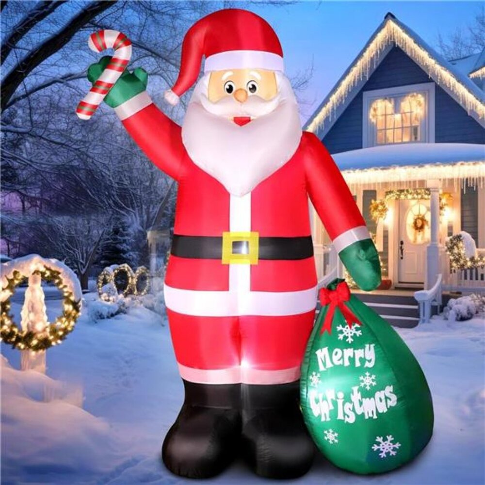 8 FT Christmas Inflatable Santa Claus with Candy and Big‎ Gift Bag Outdoor